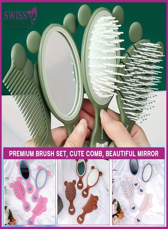 Swiss Connection Baby Grooming Kit Combo,Hairbrush, Hair Comb, Face Mirror,Soft bristles Perfect Grooming Accessories for Kids Multicolor(Pack of 4) - Image 4