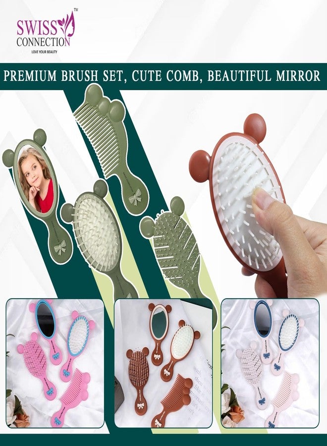 Swiss Connection Baby Grooming Kit Combo,Hairbrush, Hair Comb, Face Mirror,Soft bristles Perfect Grooming Accessories for Kids Multicolor(Pack of 4) - Image 5