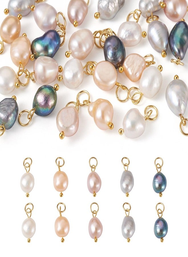 KISSITTY 30pcs Natural Cultured Freshwater Pearl Charms Dangle Pearls Bead Charms Colorful Small Potato Pendants with Loop for DIY Necklaces Bracelets Crafts Ornaments Jewelry Making - Image 1