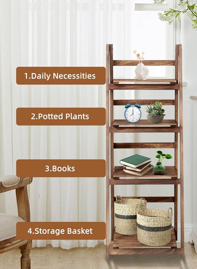 FFD 4 Tier Multipurpose Bathroom Storage Rack Freestanding Wooden Shelving Unit for Bathroom, Living Room, Kitchen, & Office – Bamboo Organizer for Toiletries, Plants, Books,& Accessories  - Image 2