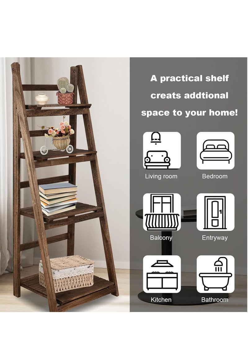 FFD 4 Tier Multipurpose Bathroom Storage Rack Freestanding Wooden Shelving Unit for Bathroom, Living Room, Kitchen, & Office – Bamboo Organizer for Toiletries, Plants, Books,& Accessories  - Image 3