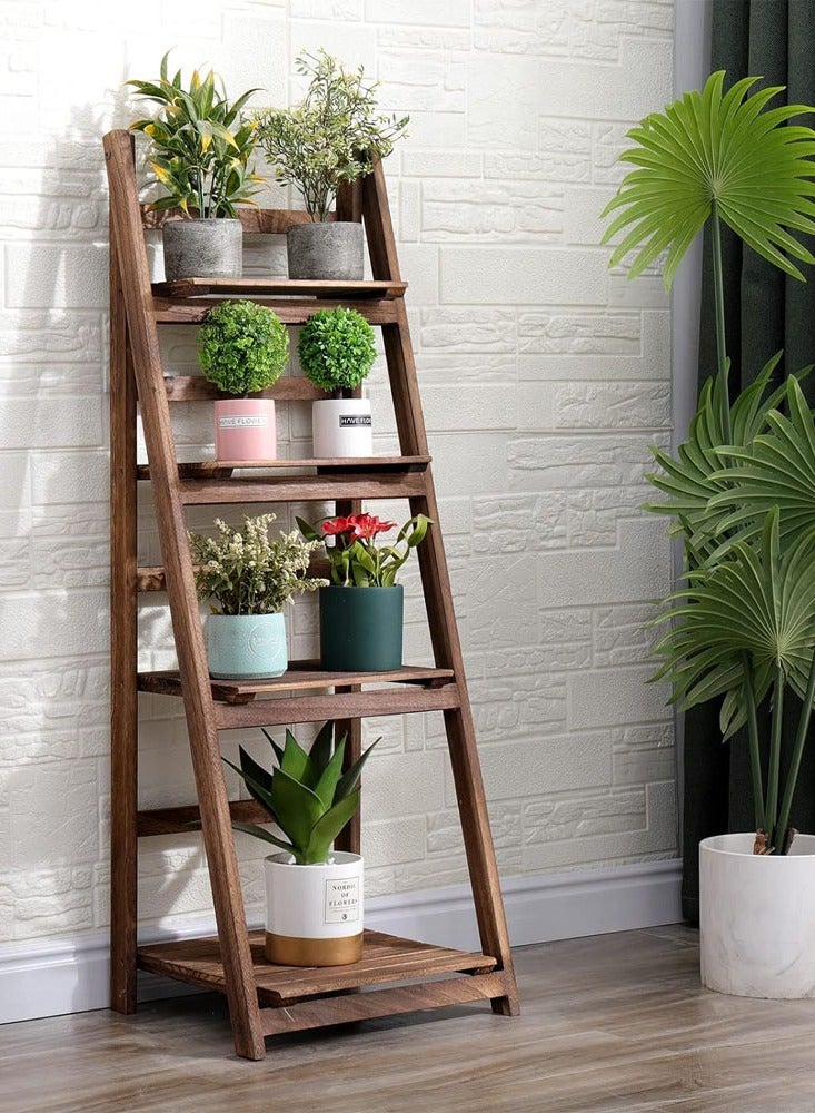 FFD 4 Tier Multipurpose Bathroom Storage Rack Freestanding Wooden Shelving Unit for Bathroom, Living Room, Kitchen, & Office – Bamboo Organizer for Toiletries, Plants, Books,& Accessories  - Image 1
