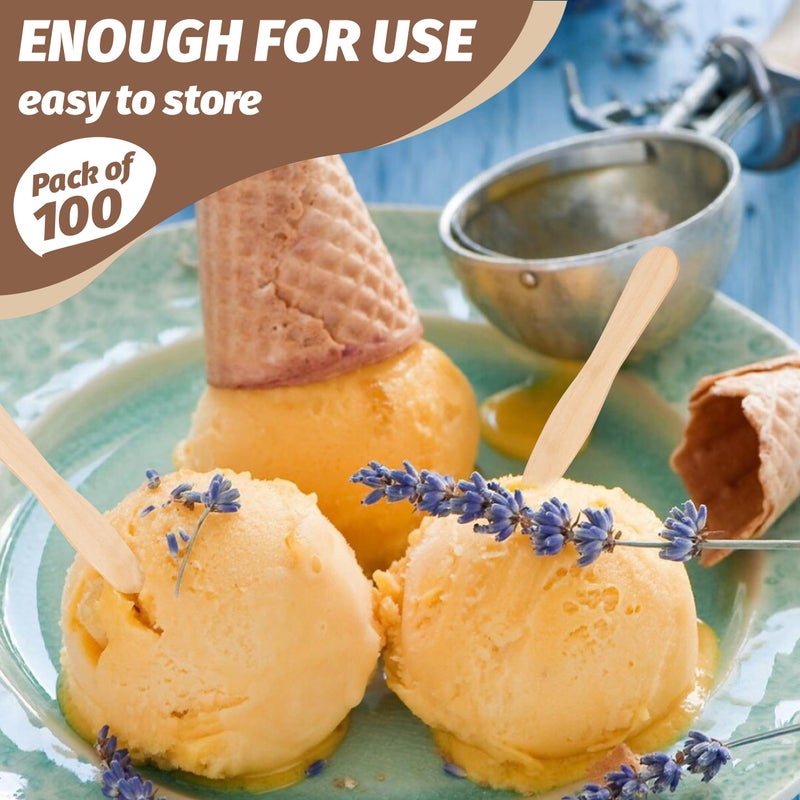 ANTETOK Wooden Ice Cream Spoons 3 Inch,100Pcs Mini Disposable Wooden Spoons,Small Dessert Spoons, Natural Biodegradable Wooden Spoons for Parties, Weddings, Camping - Image 3