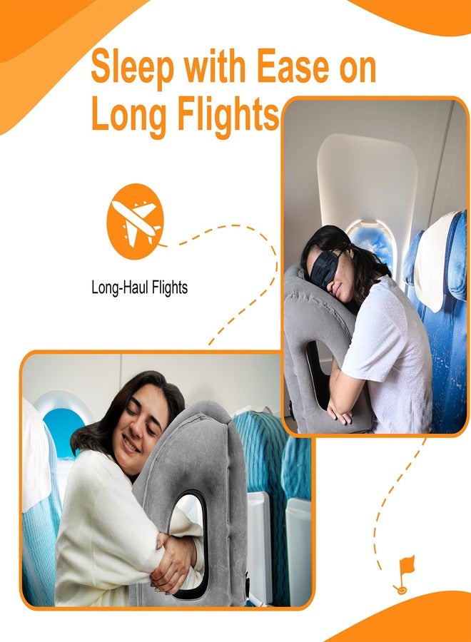 Skyrest®️ Inflatable Travel Pillow for Cars, Air Pillow for Sleeping to Avoid Neck and Shoulder Pain, Comfortably Support Head, Neck and Lumbar, Pillows for Airplanes Buses Cars Office (Grey) - Image 2