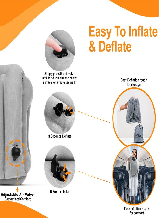Skyrest®️ Inflatable Travel Pillow for Cars, Air Pillow for Sleeping to Avoid Neck and Shoulder Pain, Comfortably Support Head, Neck and Lumbar, Pillows for Airplanes Buses Cars Office (Grey) - Image 4