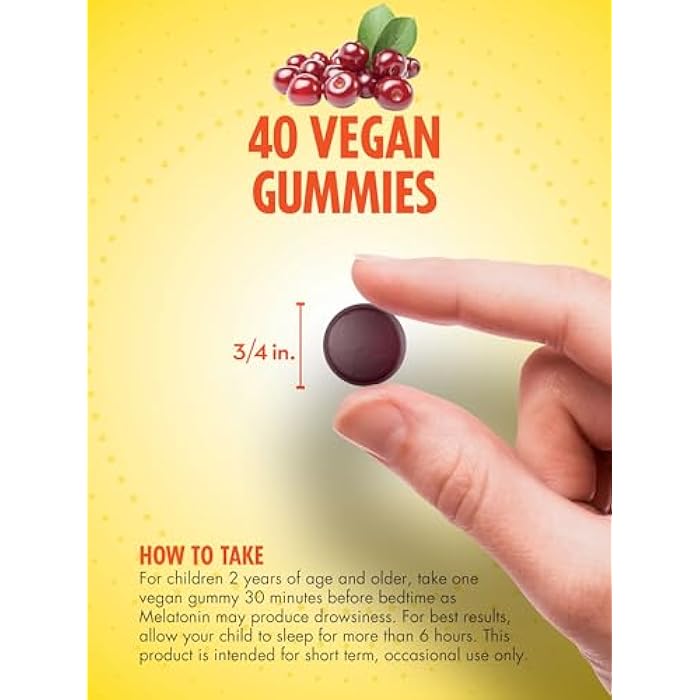 Sundance Kid's Melatonin Gummies 1mg | 40 Count | Cherry Flavor | Vegan, Non-GMO, and Gluten Free Supplement - Image 4