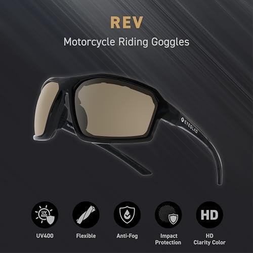 EYEGLAD REV Z87+ Powersports Motorcycle Riding Goggles HD High Contrast UV400 Sports Wrap Sunglasses Safety Glasses (Dust Brown) - Image 4