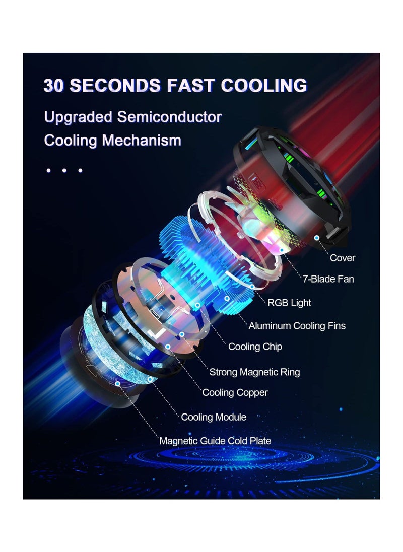KASTWAVE - steam deck fan cooler semiconductor heatsink cooling with 7 blade fan led temperature display two speed fan settings 7 color cycle magnetic cooler for steam deck laptop ipad - Image 1