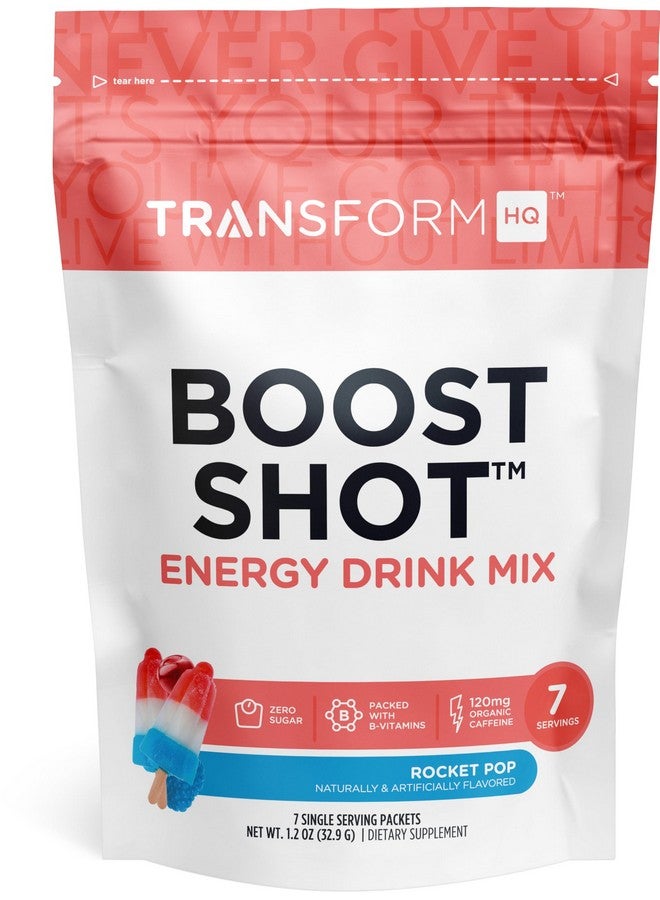 TransformHQ مسحوق مشروب TransformHQ Boost Shot، نكهة صاروخ، 7 عبوة، مكملات طاقة للنساء والرجال، مع كافيين، فيتامين B12، B9، B6 و B3 - Image 1