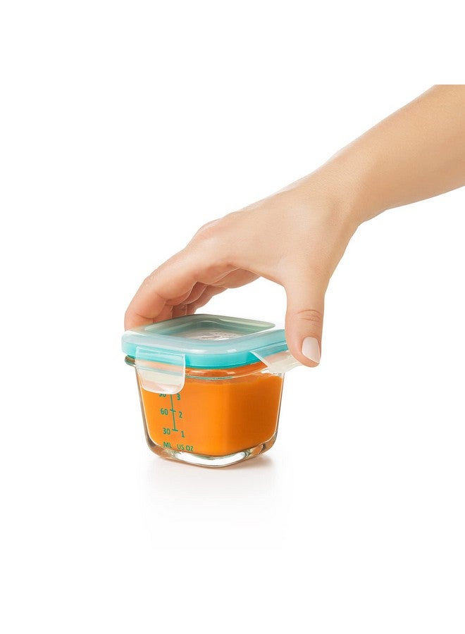 OXO Tot Glass Baby Blocks Food Storage Containers, Teal, 4 oz - Image 5