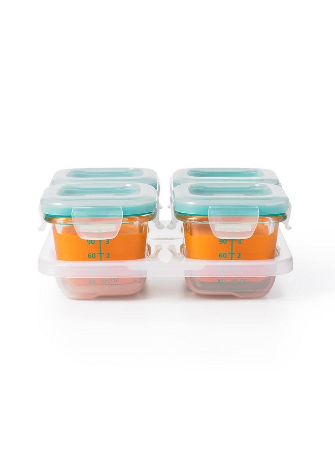 OXO Tot Glass Baby Blocks Food Storage Containers, Teal, 4 oz - Image 4