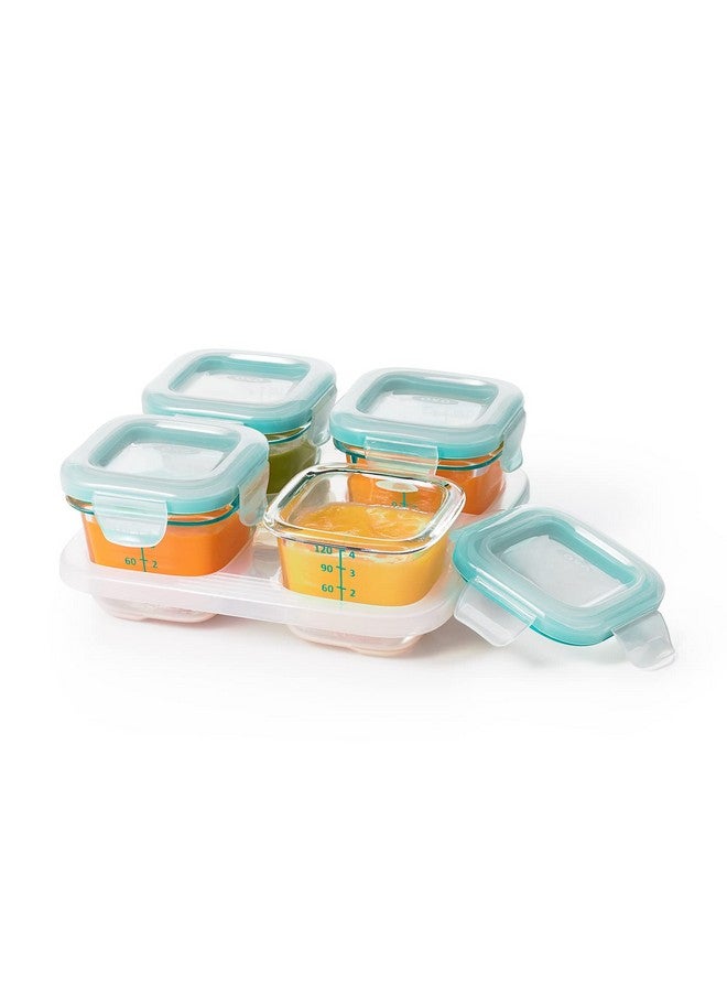 OXO Tot Glass Baby Blocks Food Storage Containers, Teal, 4 oz - Image 2