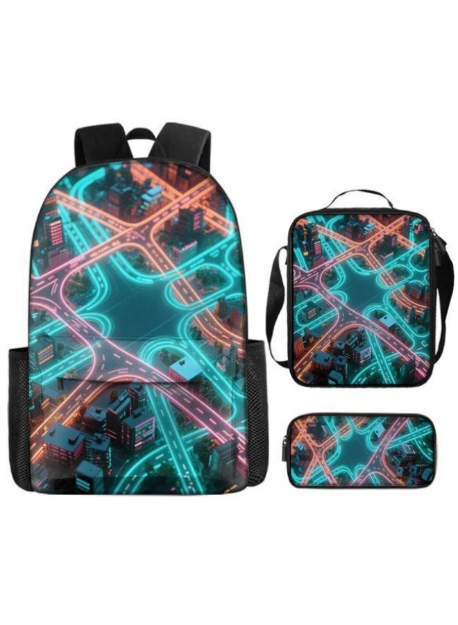 [Super new special offer] Cartoon theme bag three-piece set | double-shoulder + hand-held + storage pen bag | gift self-use good-looking - 94  - Image 1