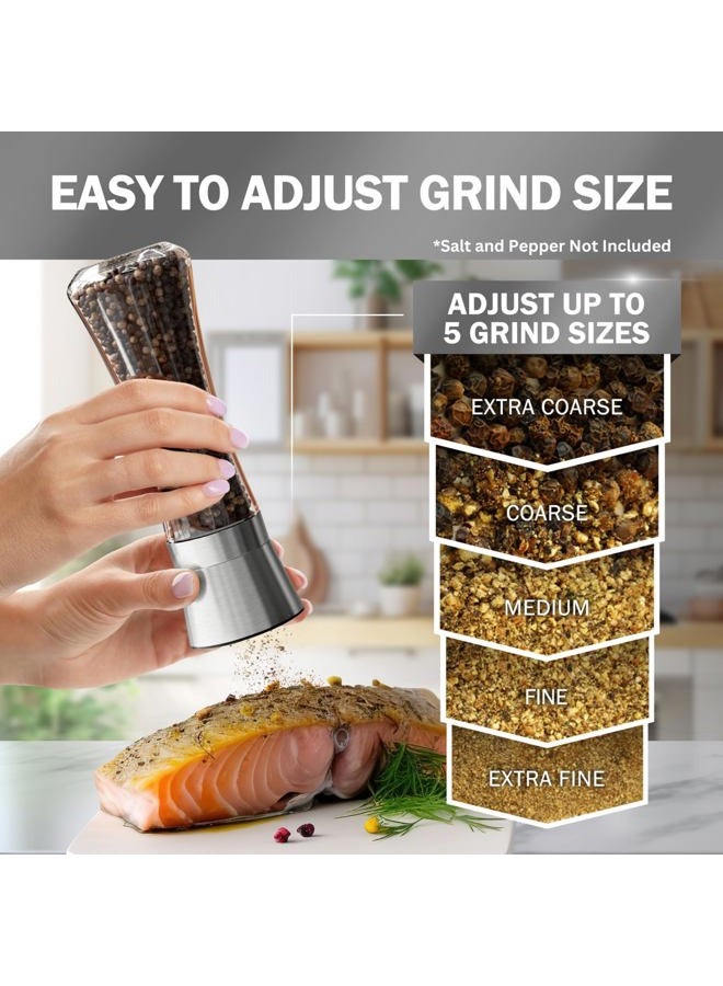 HOME EC Original Stainless Steel Salt or Pepper Grinder 1pk - Adjustable Ceramic Sea Salt Grinder or Pepper Mill - Tall Glass Spice Shaker - Spice Mill w/EBook - Image 3