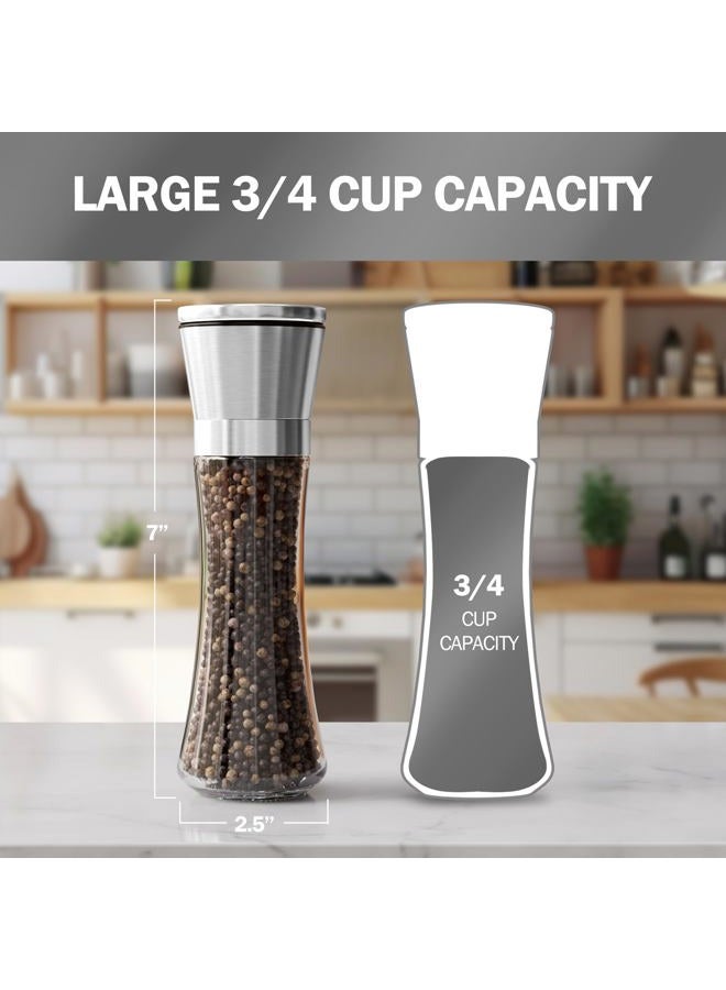 HOME EC Original Stainless Steel Salt or Pepper Grinder 1pk - Adjustable Ceramic Sea Salt Grinder or Pepper Mill - Tall Glass Spice Shaker - Spice Mill w/EBook - Image 2