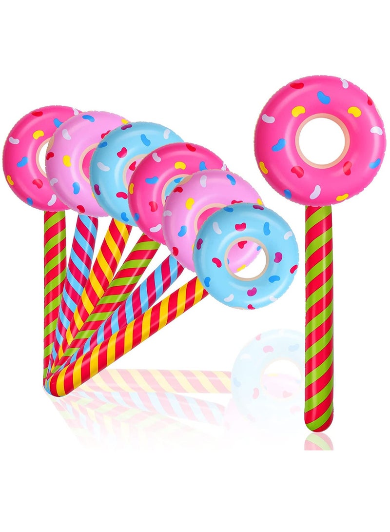KASTWAVE Candyland Birthday Party Decorations 33 Inch Inflatable Donut Lollipop Large Inflatable Candy Balloons Float Donut Shape Balloon Lollipop Stick Candy Themed Birthday Decorations for Kids(6 Pcs) - Image 1
