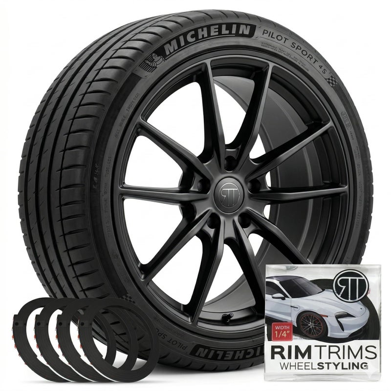 RT Rim Protectors 14 Inch Wide Wheel Lip Protection Curb Rash Savers Set of 4 Durable Rim Guards Easy to Install Universal Fit Black - Image 2