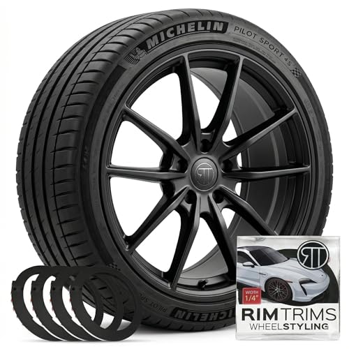 RT Rim Protectors 14 Inch Wide Wheel Lip Protection Curb Rash Savers Set of 4 Durable Rim Guards Easy to Install Universal Fit Black - Image 1