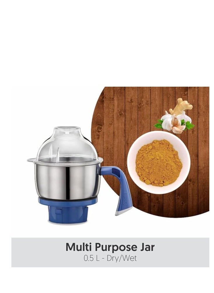 Generic - Preethi Blue Leaf Diamond 750-Watt Mixer Grinder with 3 Jars, Blue/White - Image 1