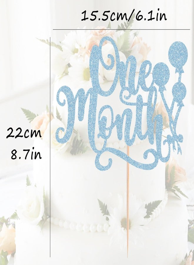 AHAORAY زينة كعكة "أهاوراي" بمناسبة مرور شهر على الولادة - زينة كعكة ترحيب بالمولود الجديد باللون الأزرق الفاتح اللامع، مناسبة لحفلات استقبال المولود/حفلات الكشف عن جنس المولود، ودعائم كشك التصوير - Image 3