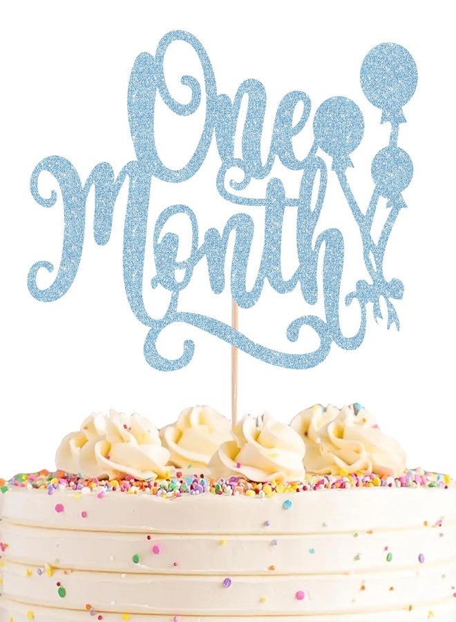 Month Topper AHAORAY AHAORAY One Month Cake Topper - Light Blue Glitter New Born ...