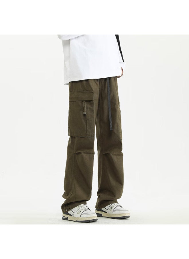 Maybeyond Casual Pants For Men, American-style Trendy Brand, Loose Straight-leg Cargo Pants, Men's Autumn And Winter Season, Ma51 Army Green, 3XL - Image 4