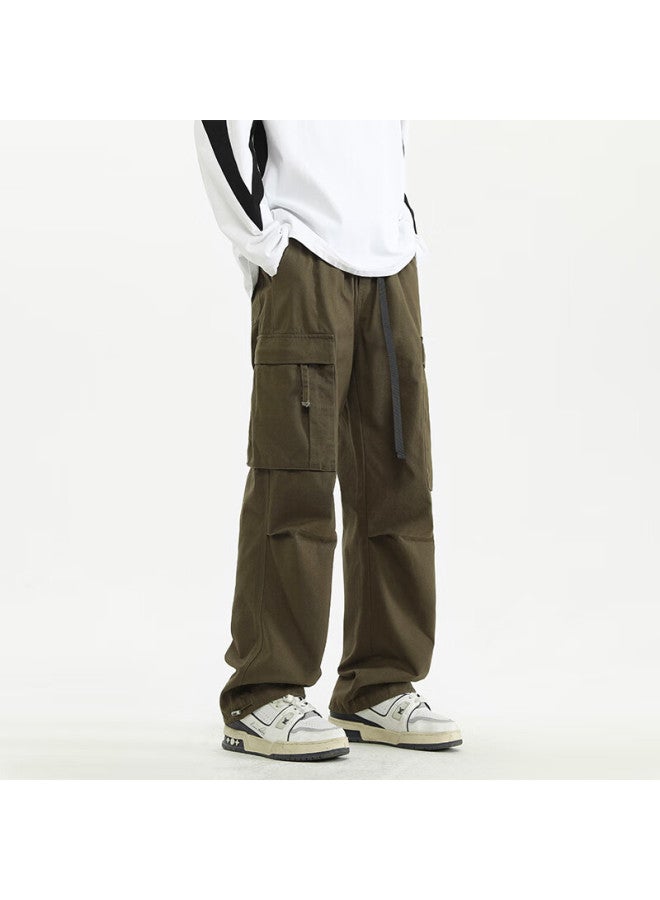 Maybeyond Casual Pants For Men, American-style Trendy Brand, Loose Straight-leg Cargo Pants, Men's Autumn And Winter Season, Ma51 Army Green, 3XL - Image 5