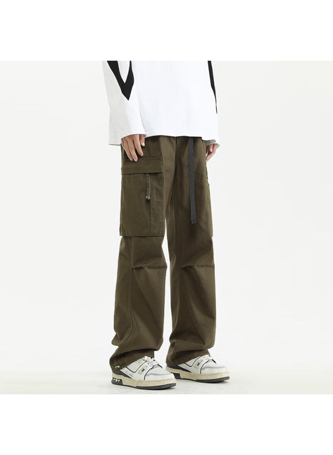 Maybeyond Casual Pants For Men, American-style Trendy Brand, Loose Straight-leg Cargo Pants, Men's Autumn And Winter Season, Ma51 Army Green, 3XL - Image 2