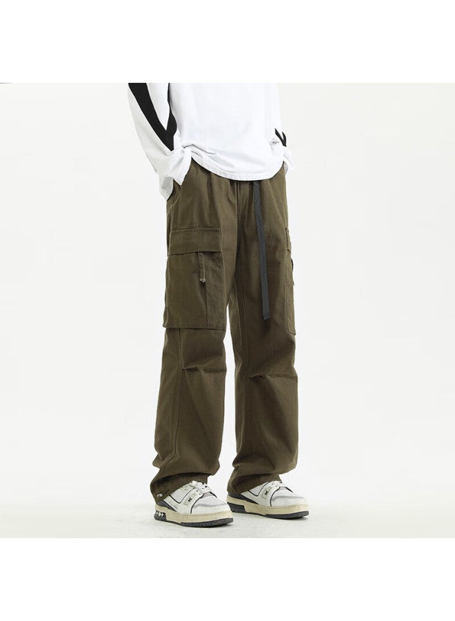 Maybeyond Casual Pants For Men, American-style Trendy Brand, Loose Straight-leg Cargo Pants, Men's Autumn And Winter Season, Ma51 Army Green, 3XL - Image 3