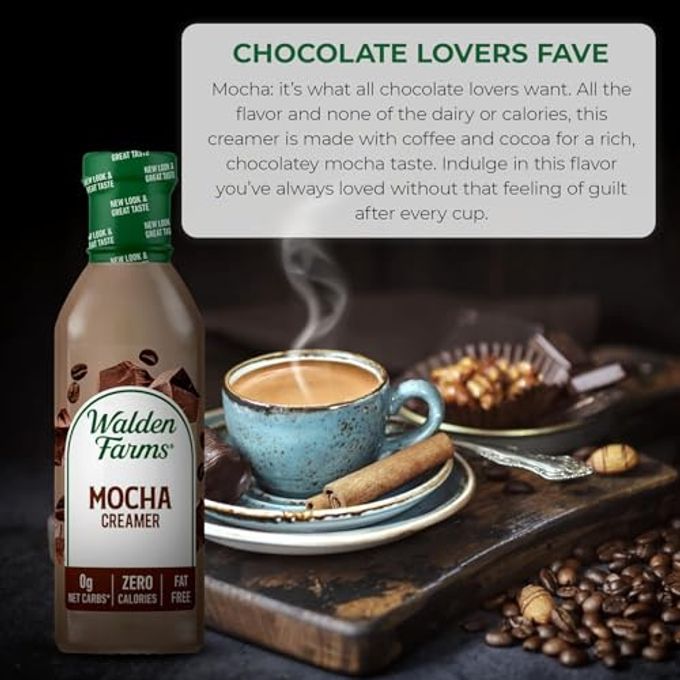 WALDEN FARMS Mocha Coffee Creamer  Zero Calorie, Sugar Free, Keto & Fat Free Non-Dairy Creamer for Coffee & Espresso  12 oz Bottle - Image 3