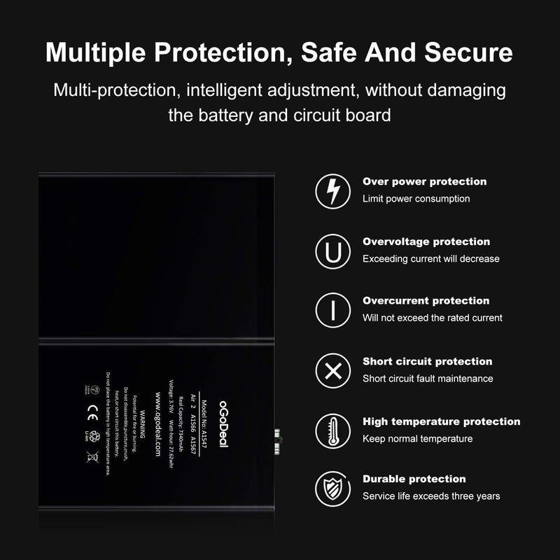 oGoDeal Battery Replacement for Apple iPad Air 2 A1566, A1567 Battery Repair Kit - Image 4