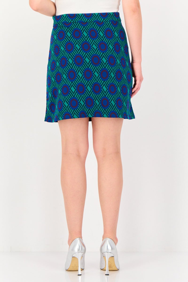 promod Women Allover Print Mini Skirt, Multicolor - Image 4