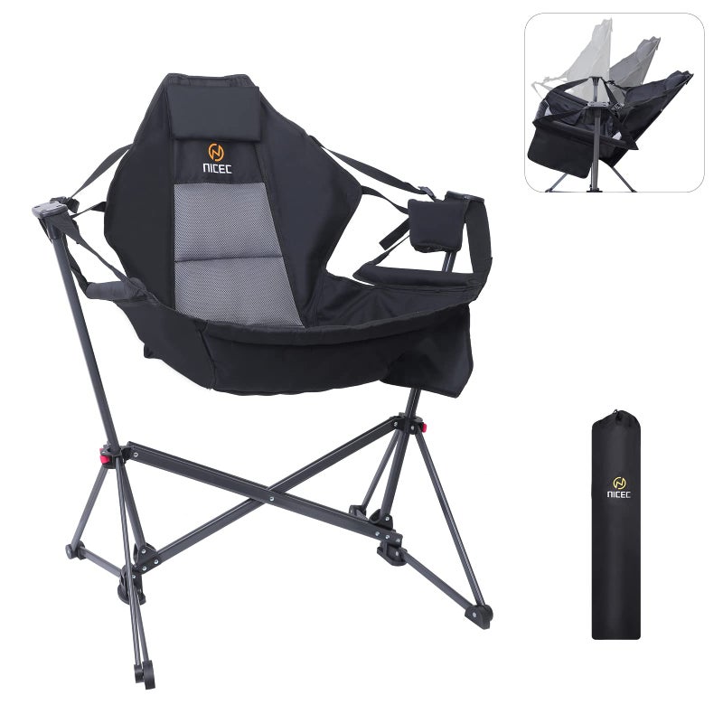 Nice C Hammock Camping Chair, Outdoor Camping Chair Rocker, Portable Swinging Sports Chair, High Back with Stand, Cup Holder, Side Pocket, Heavy Duty, Sport (1-Pack) - Image 1