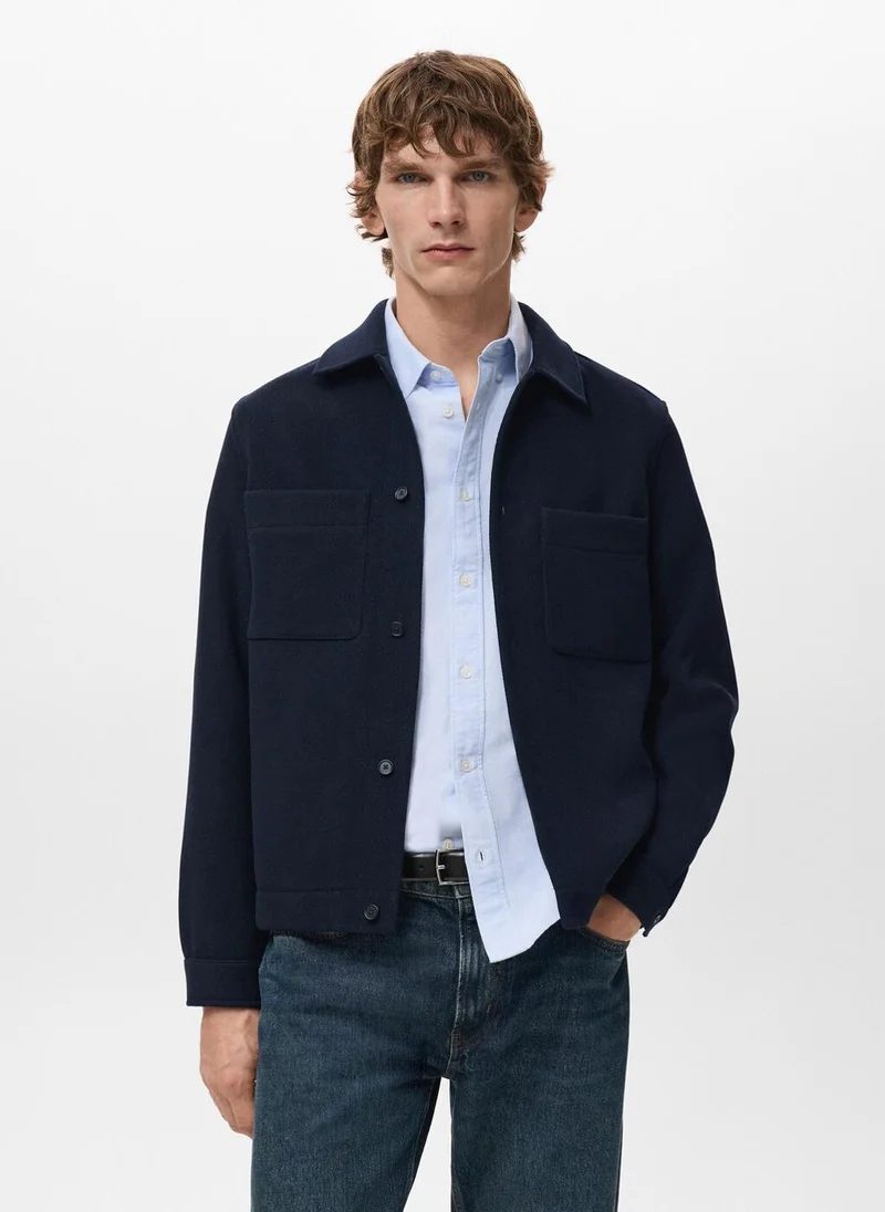 Mango Man Wool-blend jacket with pockets