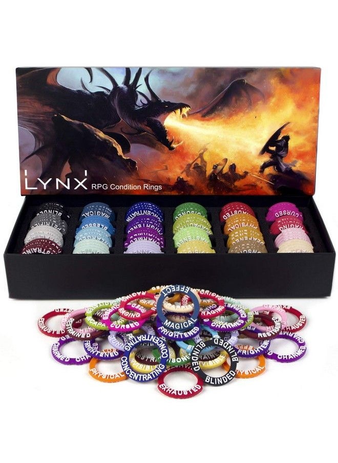 lynx - Dnd Miniatures Condition Markers 96 Rings To Track 24 Different Status & Spell Effects For Rpg/Dnd Minis Like Dungeons And Dragons 5Th Edition & Pathfinder Perfect Dnd Gifts & D&D Accessories Tokens - Image 1