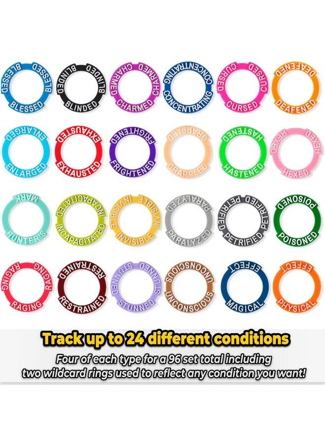 lynx - Dnd Miniatures Condition Markers 96 Rings To Track 24 Different Status & Spell Effects For Rpg/Dnd Minis Like Dungeons And Dragons 5Th Edition & Pathfinder Perfect Dnd Gifts & D&D Accessories Tokens - Image 1