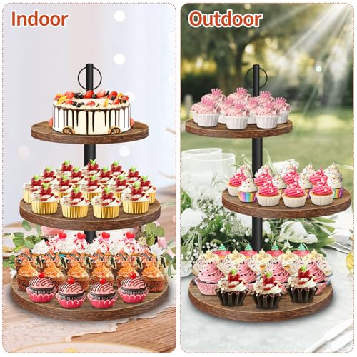 OugeWood Cupcake Stand, 3 Tier Large Cupcake Stand for 50 Mini Cupcakes Rustic Dessert Table Display Set Wood Cupcake Tower Cake Stand Tiered Tray Stand for Wedding Birthday Baby Shower 2 Pack - Image 5
