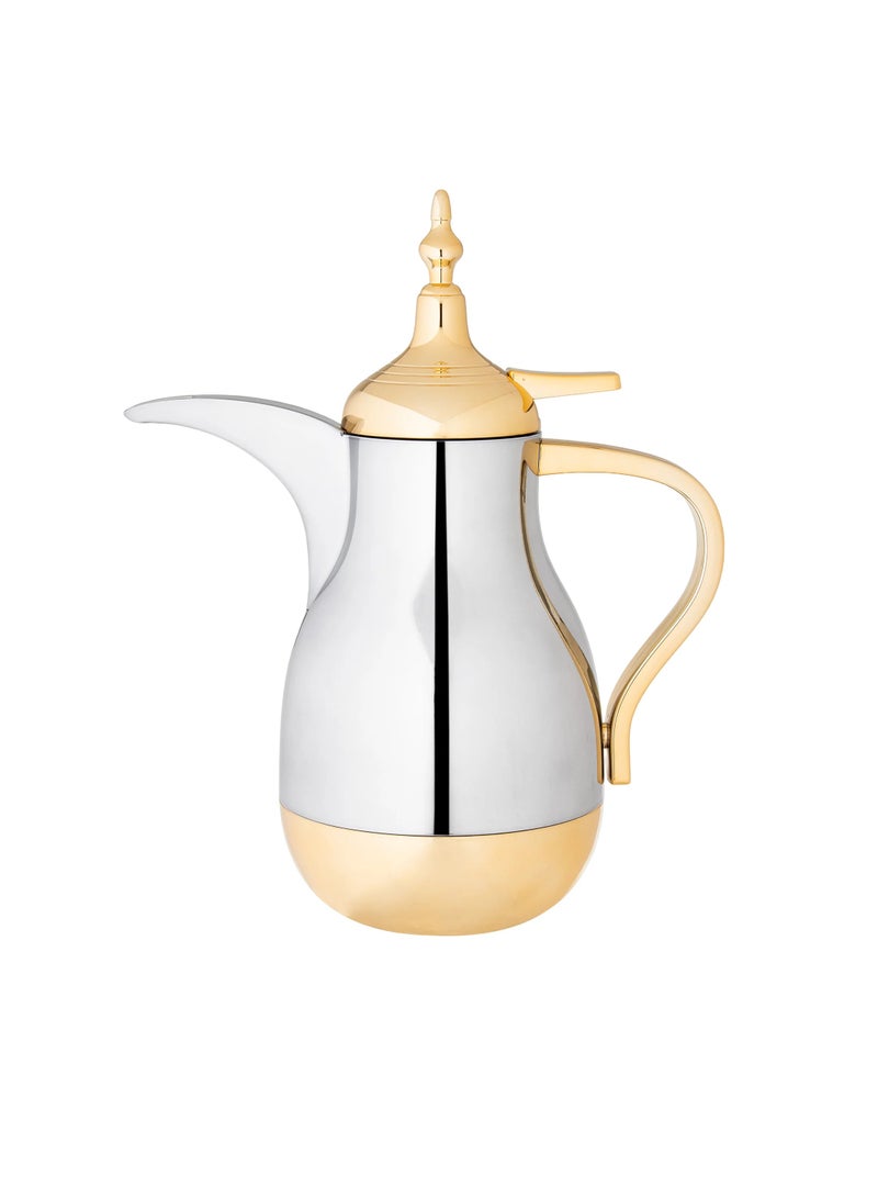 Almarhomy Nora Single Thermos Dallah 0.7 Liter Silver with Gold - Image 1