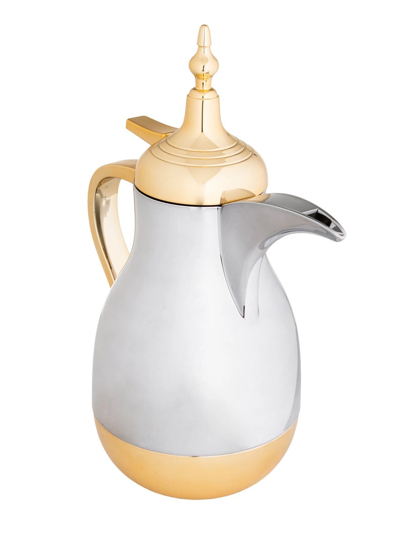 Almarhomy Nora Single Thermos Dallah 0.7 Liter Silver with Gold - Image 2