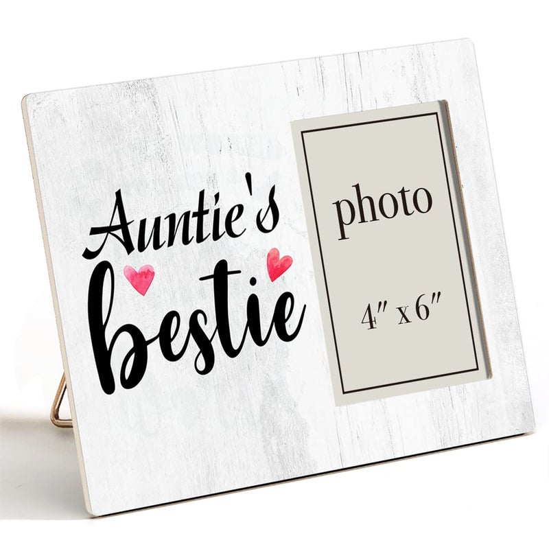 Zauly Auntie Aunt Gift Wooden Picture Frame Aunties Bestie Wood Photo Frame Gifts Idea for Birthday Mothers Day Christmas Tabletop  Wall Mounting 4x6 Photo