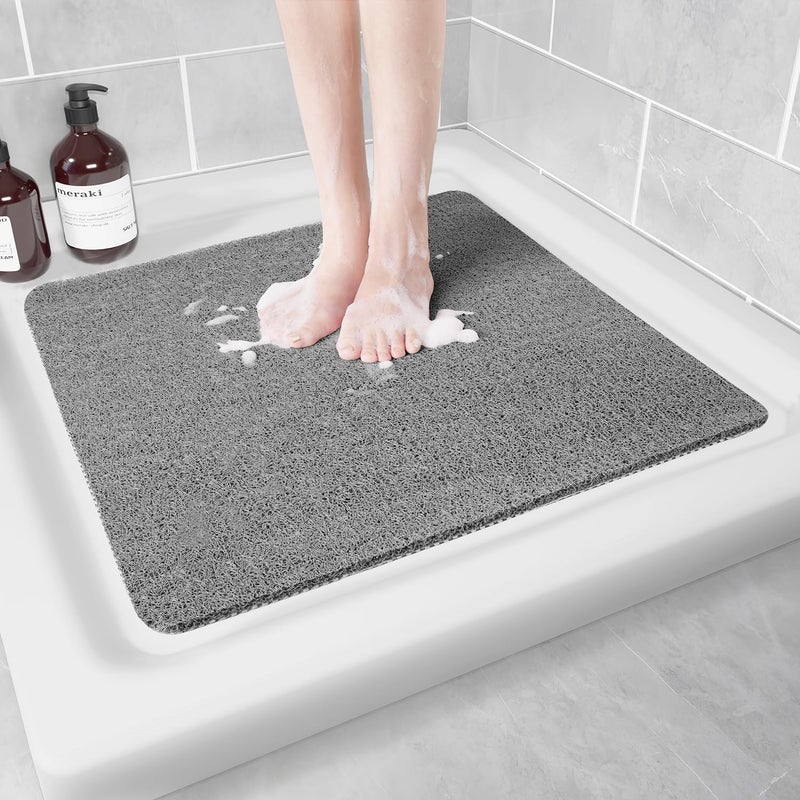Hargiis Non Slip Shower Mat, Anti Slip Bath Mat, Quick Drying Bath Tub Mats, Foot Scrubber Mat, Anti Slip Mat for Tub, Floor, Bathroom, Home, Kitchen, Hotel (Grey 24â€x24â€) - Image 1