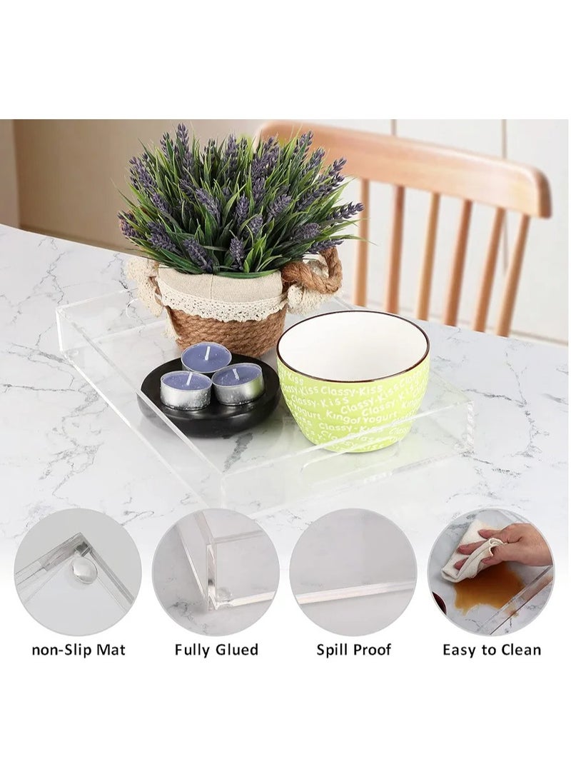 صينية اكريليك شفافة مع مقابض من قطعتين، صينية تقديم مزخرفة لطاولة القهوة، الشاي - Image 5