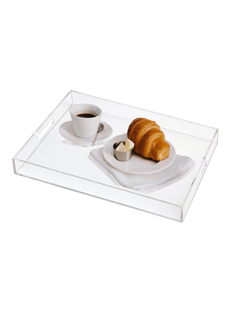 صينية اكريليك شفافة مع مقابض من قطعتين، صينية تقديم مزخرفة لطاولة القهوة، الشاي - Image 2