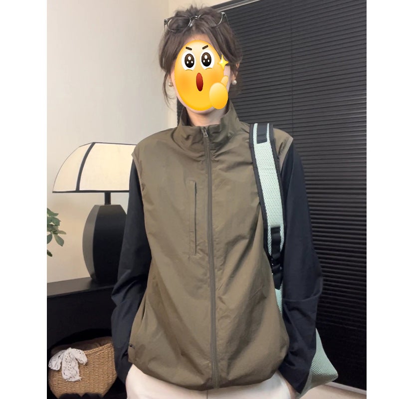 2025 Summer Windproof Solid Color Casual Vest Vest For Men And Women Same Style Zipper Functional Style Trendy Sports Vest - Image 1