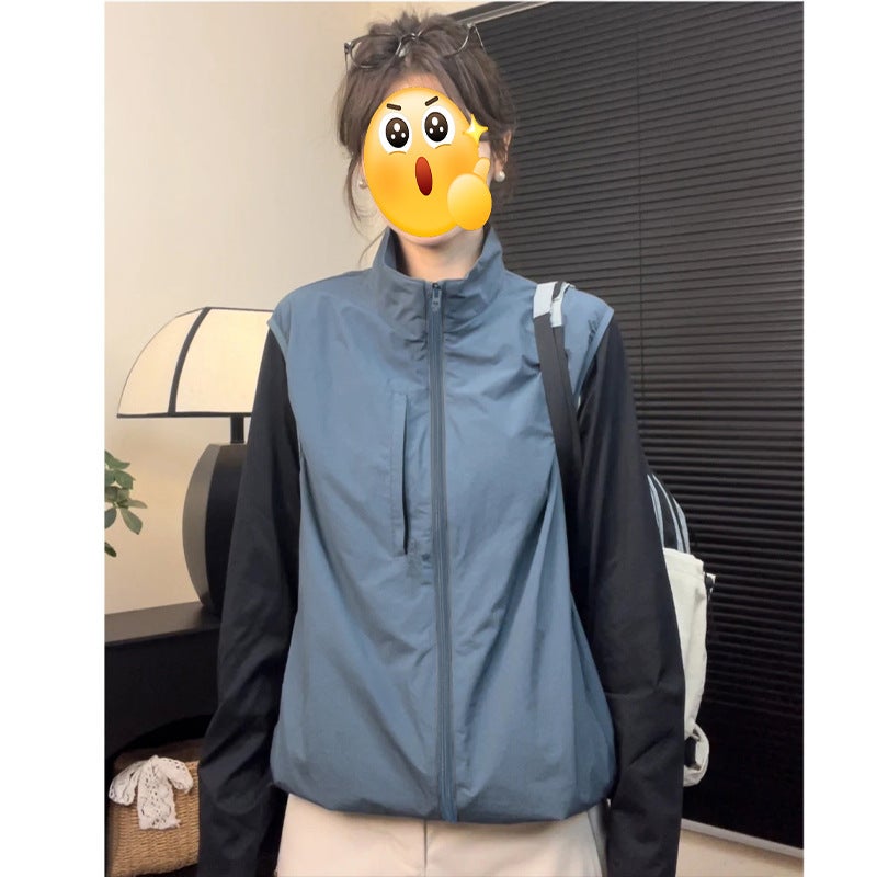 2025 Summer Windproof Solid Color Casual Vest Vest For Men And Women Same Style Zipper Functional Style Trendy Sports Vest - Image 5