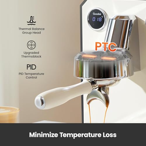 Gemilai Owl Espresso Machine, 15 Bar Professional Semi-Automatic Espresso Maker with Milk Frother Steam Wand, 57oz Removable Water Tank, Dual Display, for Cappuccino, Latte at home, G3006, Ivory White - Image 4