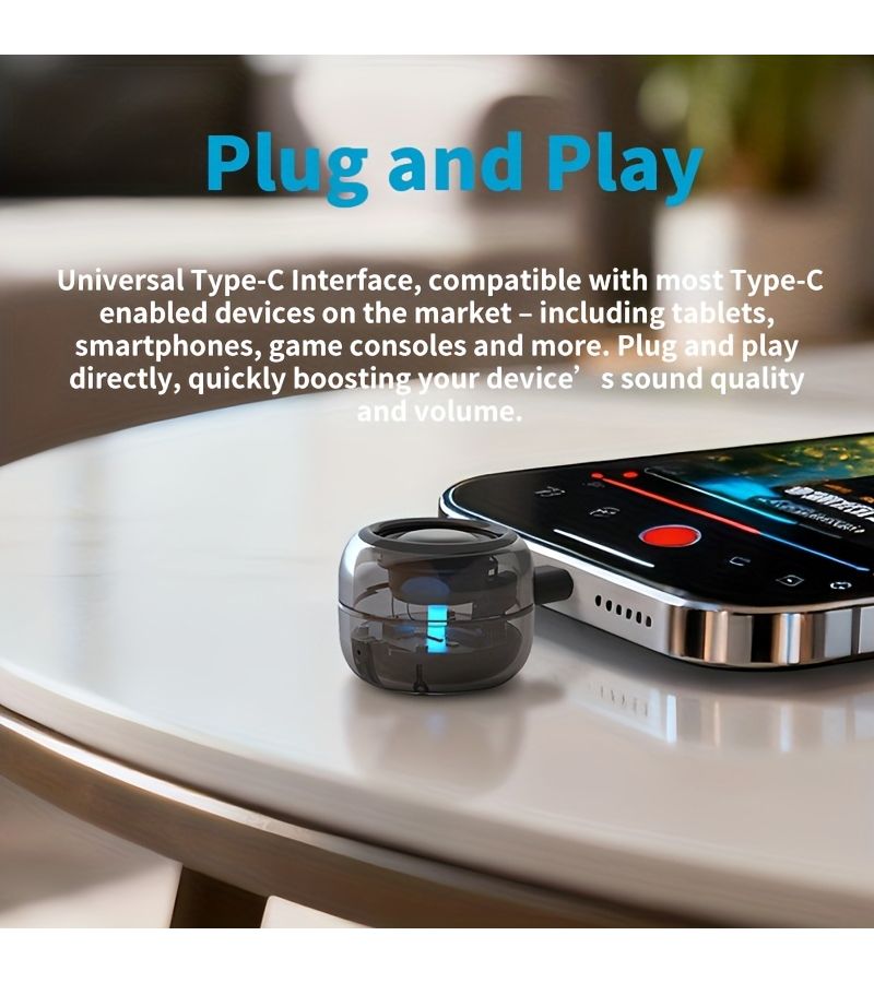 Compact Plug Play Subwoofer For Phone And Computer Powerful Bass No Charging Universal Type C - Image 4