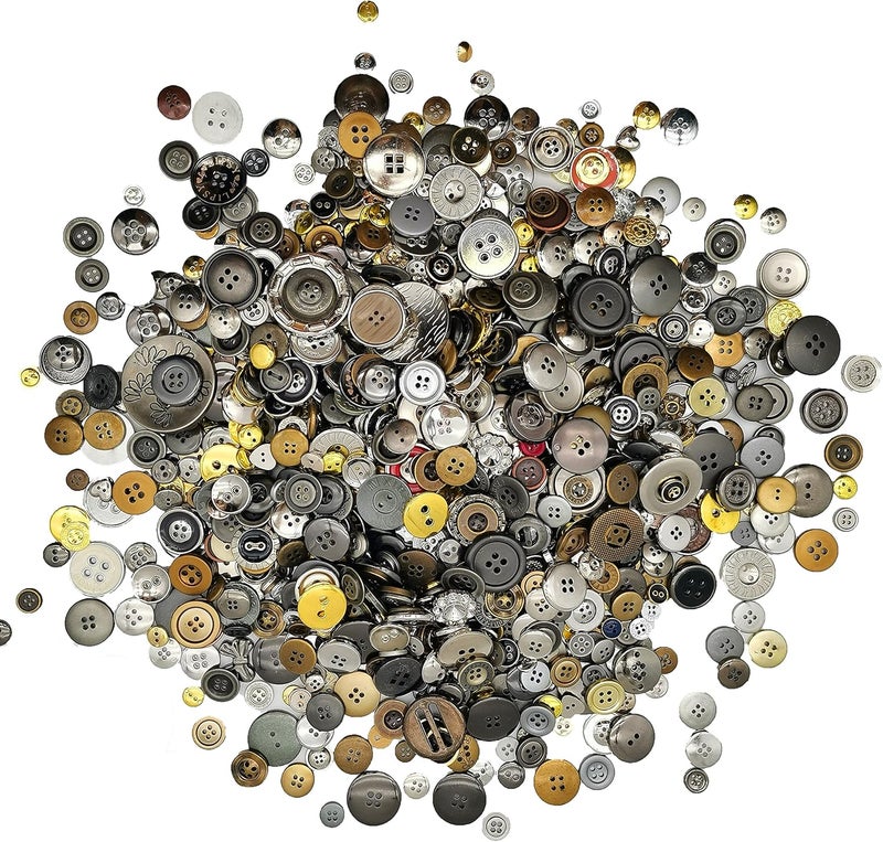 Esoca 600-700Pcs Gold and Silver Buttons for Crafts Bulk Plastic Gold Button Assorted Size Silver Buttons for Art, DIY Crafting, Christmas Decoration - Image 3