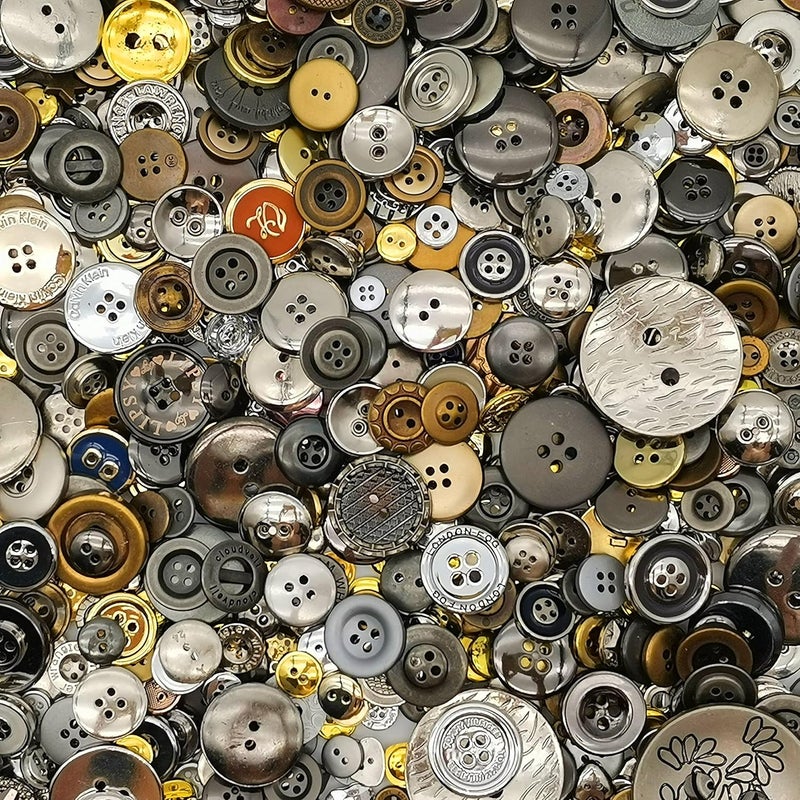 Esoca 600-700Pcs Gold and Silver Buttons for Crafts Bulk Plastic Gold Button Assorted Size Silver Buttons for Art, DIY Crafting, Christmas Decoration - Image 2