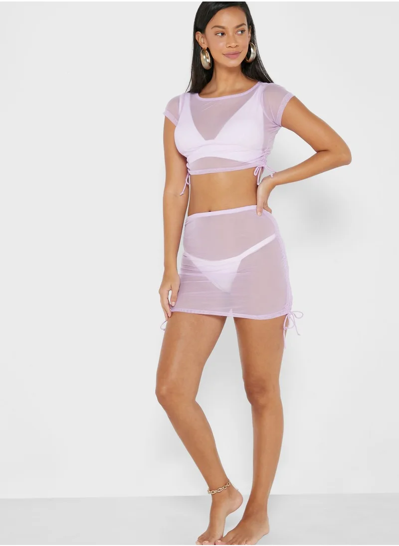 Candypants Mesh Skirt with Ruching Detail